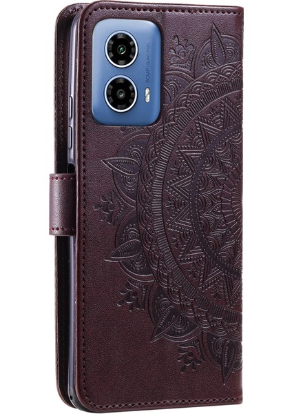 Motorola Moto G45 5G/G34 5g Telefon Kılıfı Mandala Çiçek Standı Pu Deri Kılıf Cüzdan-Kahverengi (Yurt Dışından) indirimleri