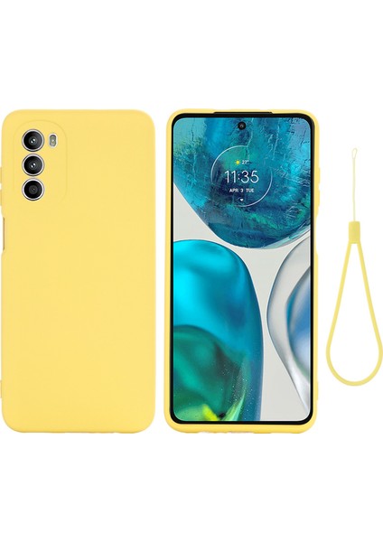 Motorola Moto G52 4G/G82 5g Darbeye Dayanıklı Sıvı Silikon Telefon Kılıfı Yumuşak Mikrofiber Astar Yastık Koruyucu Tampon Kapak-Sarı (Yurt Dışından)