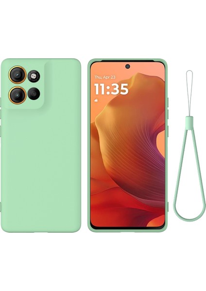 Motorola Moto G15 Power 4g Sıvı Silikon Kılıf Telefon Arka Kapağı El Kayışı Ile-Yeşil (Yurt Dışından)