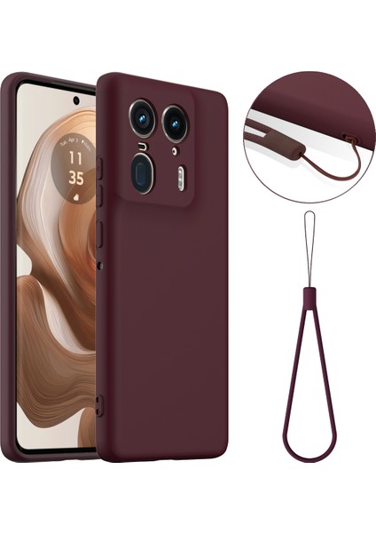 Motorola Edge 50 Ultra 5g/moto X50 Ultra 5g Kılıf Magsafe Anti-Düşme Sıvı Silikon Telefon Kılıfı ve Kordon ile Uyumlu-Şarap Kırmızısı (Yurt Dışından)