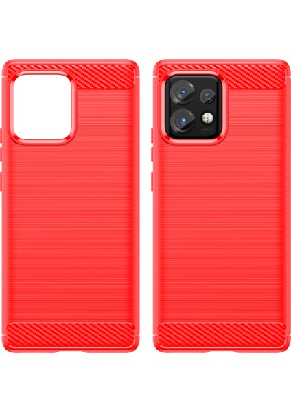 Motorola Moto X40 5G/EDGE+(2023)/EDGE 40 Pro 5g Düşme Koruması Karbon Fiber Doku Tpu Koruyucu Telefon Kılıfı Fırçalanmış Cep Telefonu Kılıfı-Kırmızı (Yurt Dışından) modelleri
