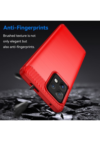 Motorola Moto X40 5G/EDGE+(2023)/EDGE 40 Pro 5g Düşme Koruması Karbon Fiber Doku Tpu Koruyucu Telefon Kılıfı Fırçalanmış Cep Telefonu Kılıfı-Kırmızı (Yurt Dışından) fırsatları