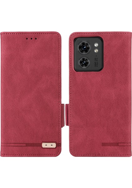 Motorola Edge 40 5g Deri Cüzdan Kılıf Donanım Dekor Standı Kapaklı Telefon Kılıfı-Gül (Yurt Dışından)