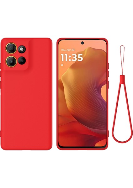 Motorola Moto G15 Power 4g Sıvı Silikon Kılıf Telefon Arka Kapağı El Askısı Ile-Kırmızı (Yurt Dışından)