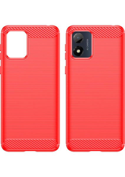 Motorola Moto E13 4g Için Düşmeye Karşı Telefon Kılıfı, Fırçalanmış Karbon Fiber Dokulu Telefon Kabuğu Cep Telefonu Kapağı-Kırmızı (Yurt Dışından) modelleri
