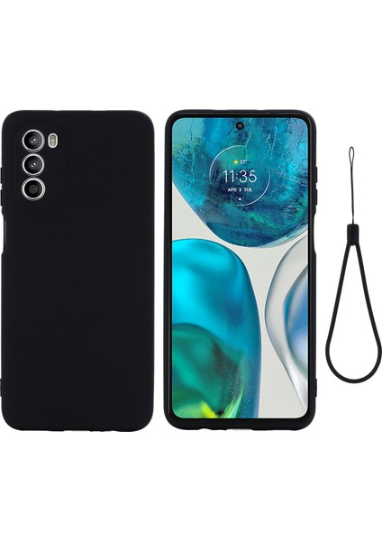 Motorola Moto G52 4G/G82 5g Darbeye Dayanıklı Sıvı Silikon Telefon Kılıfı Yumuşak Mikrofiber Astar Yastık Koruyucu Tampon Kapak-Siyah (Yurt Dışından)