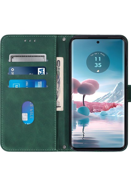 Motorola Edge 40 Neo 5g Deri Kılıf El Askısı Cüzdan Standı Telefon Kılıfı-Siyahımsı Yeşil (Yurt Dışından) fırsatları