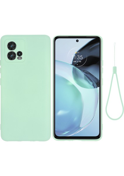 Motorola Moto G72 4g Için Telefon Kılıfı, Çarpışma Önleyici Sıvı Silikon + Yumuşak Astar Koruyucu Arka Kapak ve Kayış - Yeşil (Yurt Dışından)