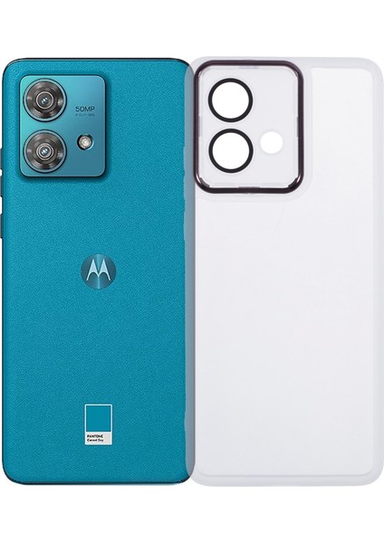 Dksm Serisi Motorola Edge 40 Neo 5g Kılıf Elektrokaplama Kamera Çerçevesi Tpu Telefon Kılıfı-Şeffaf Beyaz (Yurt Dışından)