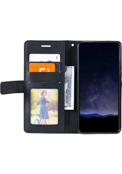 Oppo RENO13 5g(Global)Kılıf Baskılı Çizgiler Pu Deri Ekleme Cüzdan Telefon Kılıfı-Siyah (Yurt Dışından) modelleri