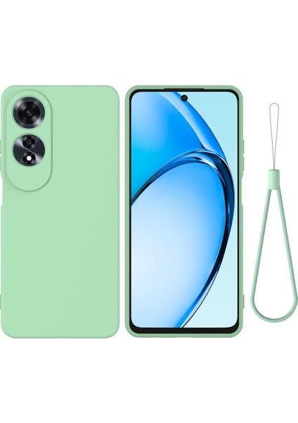 Oppo A60 4g Cep Telefonu Kılıfı Sıvı Silikon Çizilmeye Dayanıklı Telefon Kılıfı Kayışlı-Yeşil (Yurt Dışından)