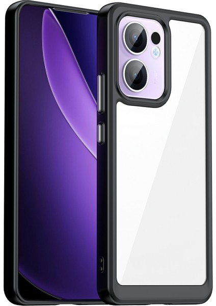 Oppo RENO13 F 5g Kılıf Tpu+Akrilik Koruyucu Şeffaf Telefon Kılıfı-Siyah (Yurt Dışından)