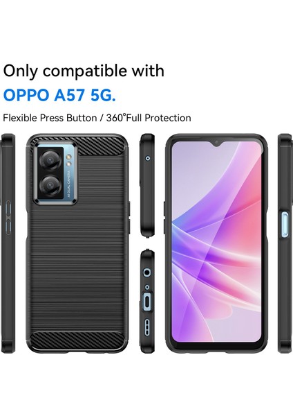 Oppo A57 4G/5G/A57S 4G/A77 5G/K10 5g/realme V23 4g/narzo 50 5G/Q5I Iyi Korunmuş Fırçalanmış Yüzey Tpu Cep Telefonu Kılıfı Karbon Fiber Doku Düşmeye Karşı -Siyah (Yurt Dışından) indirimleri
