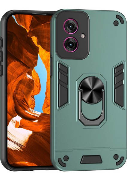 Motorola Moto G55 5g Kılıf Pc+Tpu Drop Defend Telefon Kılıfı Halkalı Ayaklık-Yeşil (Yurt Dışından)