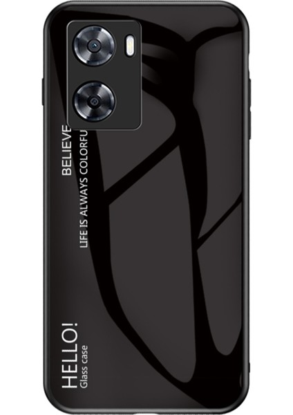 Oppo A57S 4G/A57 4g Gradient Temperli Cam Telefon Kılıfı, Pc+Tpu Darbeye Dayanıklı Koruyucu Kılıf-Siyah (Yurt Dışından)