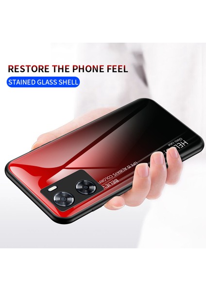 Oppo A57S 4G/A57 4g Gradient Temperli Cam Telefon Kılıfı, Pc+Tpu Darbeye Dayanıklı Koruyucu Kılıf-Siyah (Yurt Dışından) fiyatları