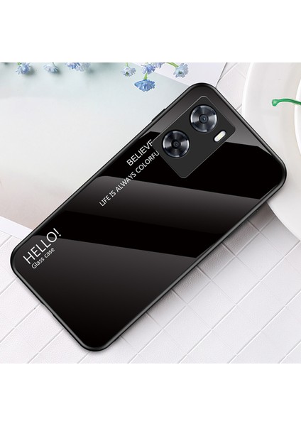 Oppo A57S 4G/A57 4g Gradient Temperli Cam Telefon Kılıfı, Pc+Tpu Darbeye Dayanıklı Koruyucu Kılıf-Siyah (Yurt Dışından) indirimleri