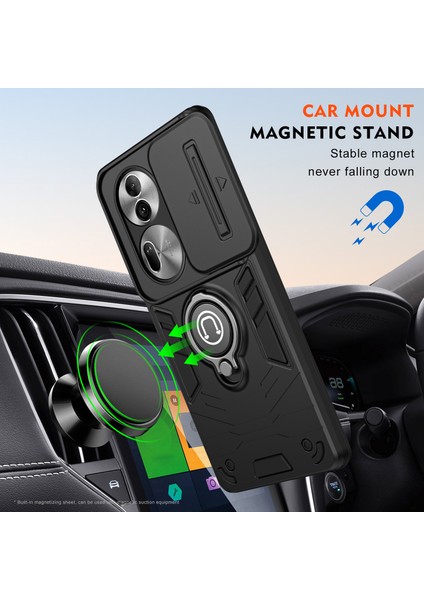 Oppo RENO11 Pro 5g (Global) Kılıf Destekli Lens Kapağı Pc + Tpu Telefon Kılıfı-Siyah (Yurt Dışından) indirimleri