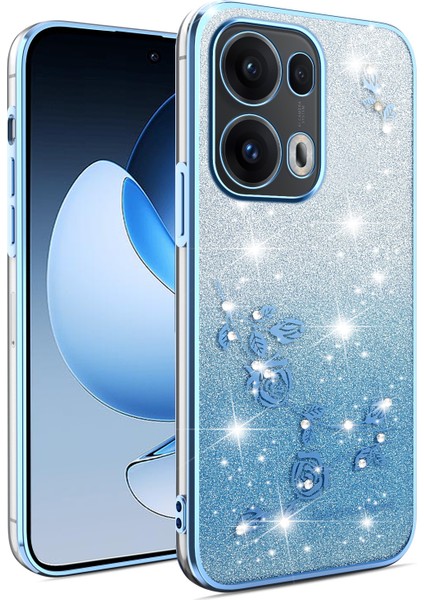 Kadem Oppo RENO13 Pro 5g Kılıf Çiçek Tpu Esnek Degrade Telefon Kılıfı-Mavi (Yurt Dışından)