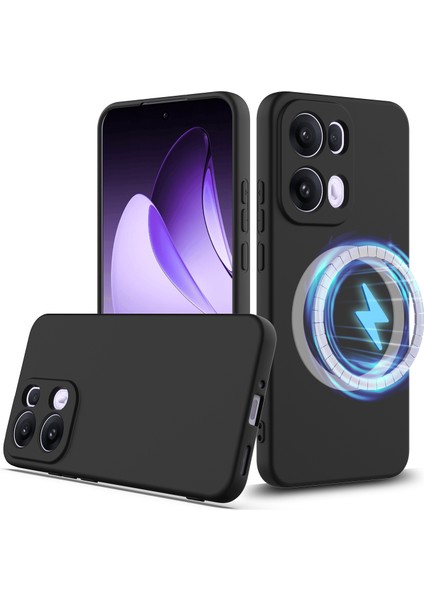 Oppo RENO13 Pro 5g Kılıfı Magsafe Düşmeye Karşı Dayanıklı Sıvı Silikon Telefon Kılıfı ile Uyumlu-Siyah (Yurt Dışından)