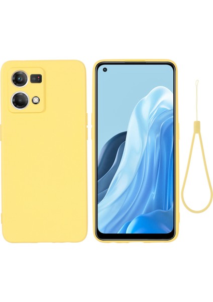 Oppo Reno7 4G/F21 Pro 4g Için Sıvı Silikon Telefon Kılıfı, Kalınlaştırıcı Tasarım Yumuşak Mikrofiber Astar Yastık Çizilmez Koruyucu Kılıf-Sarı (Yurt Dışından)
