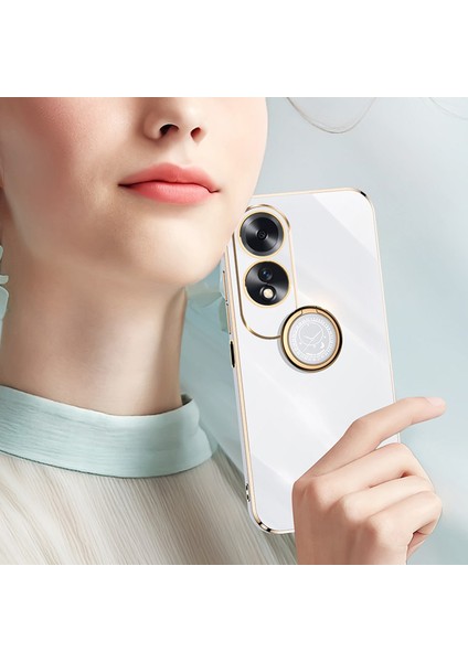 Xınlı Oppo A60 4g Kılıf Kickstand Galvanik Altın Kenar Tpu Telefon Kılıfı-Mavi (Yurt Dışından) modelleri