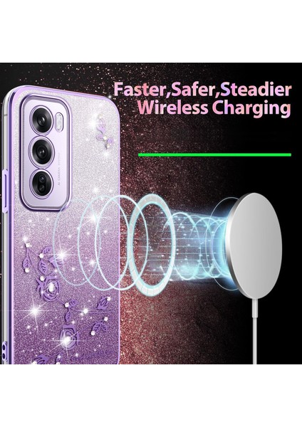 Kadem Oppo RENO12 Pro 5g (Küresel) Kılıf Çiçek Tpu Esnek Degrade Telefon Kılıfı-Mor (Yurt Dışından) modelleri