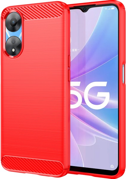 Oppo A78 5G/A58 5G/A58X 5g Için Tpu Kılıf, Fırçalanmış Karbon Fiber Doku Cep Telefonu Kılıfı-Kırmızı (Yurt Dışından)