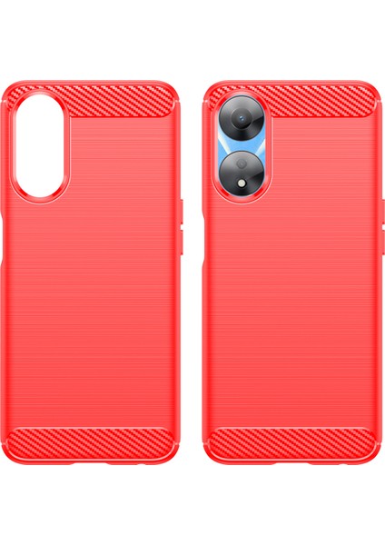 Oppo A78 5G/A58 5G/A58X 5g Için Tpu Kılıf, Fırçalanmış Karbon Fiber Doku Cep Telefonu Kılıfı-Kırmızı (Yurt Dışından) modelleri