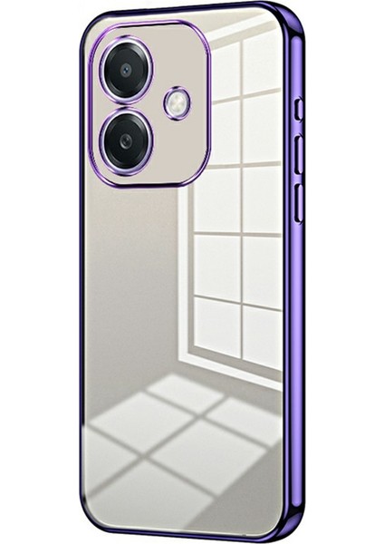 Oppo A3X 5g Kılıf Galvanik Çerçeve Yumuşak Tpu Telefon Kılıfı-Mor (Yurt Dışından)