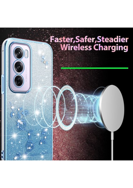 Kadem Oppo RENO12 Pro 5g (Küresel) Kılıf Çiçek Tpu Esnek Degrade Telefon Kılıfı-Mavi (Yurt Dışından) modelleri