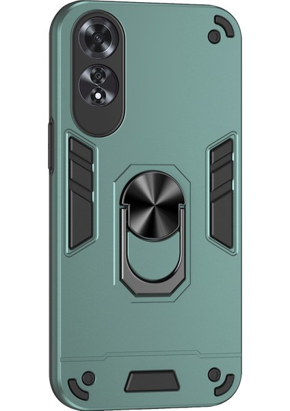 Oppo A60 4g Kılıf Pc+Tpu Çizilmez Telefon Kabuğu Parmak Halkası Destekli-Yeşil (Yurt Dışından)