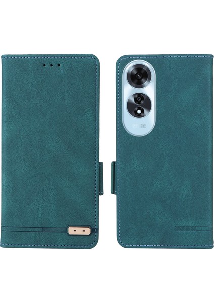 Oppo A60 4g Cüzdan Kılıf Donanım Dekor Pu Deri Stand Telefon Kılıfı-Mavi (Yurt Dışından)