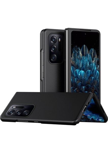 Oppo Find N Ka Yüzey Cilt Dokunma Hissi Pc Telefon Çoklu Renk Engelsiz Katlanabilir Koruyucu Kılıf-Siyah (Yurt Dışından)