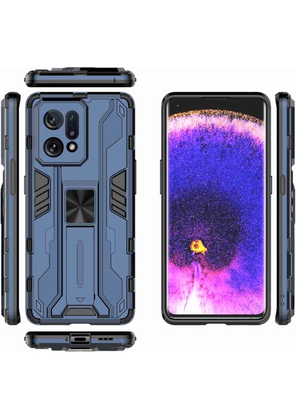 Oppo Find X5 Ağır Hizmet Tipi Sert Pc Yumuşak Tpu Sağlam Hibrit Koruyucu Kılıf Darbeye Dayanıklı Destekli Arka Kapak-Mavi (Yurt Dışından) indirimleri