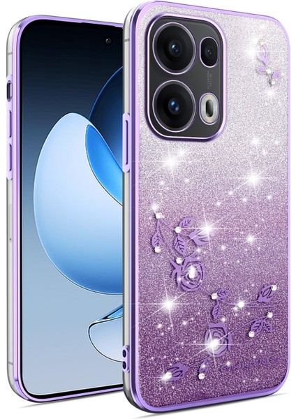 Kadem Oppo RENO13 Pro 5g Kılıf Çiçek Tpu Esnek Degrade Telefon Kılıfı-Mor (Yurt Dışından)