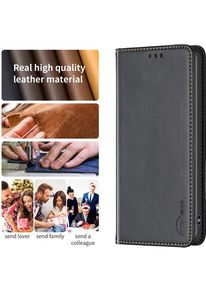 Bınfen Color BF18 Oppo A59 5g Kapak Manyetik Kapatma Kart Yuvaları Telefon Kılıfı-Siyah (Yurt Dışından) fırsatları