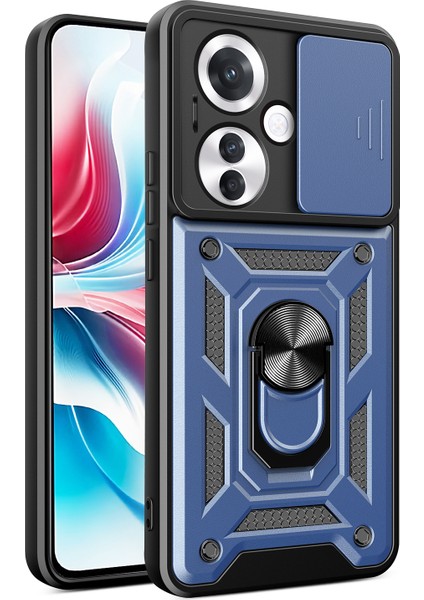Oppo RENO11 F 5g Kılıf Kayar Kamera Kapağı Pc+Tpu Kickstand Telefon Koruyucu-Mavi (Yurt Dışından)