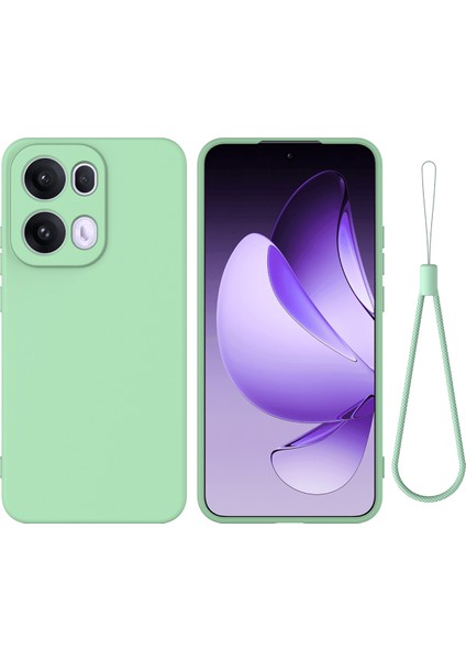 Oppo RENO13 Pro 5g Sıvı Silikon Kılıf Telefon Arka Kapağı El Kayışı Ile-Yeşil (Yurt Dışından)