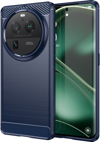 Oppo Find X6 Pro Için Cep Telefonu Kılıfı, Fırçalanmış Karbon Fiber Dokulu Telefon Tpu Arka Kapak-Mavi (Yurt Dışından)
