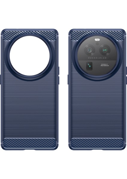 Oppo Find X6 Pro Için Cep Telefonu Kılıfı, Fırçalanmış Karbon Fiber Dokulu Telefon Tpu Arka Kapak-Mavi (Yurt Dışından) modelleri