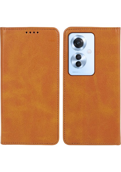 Oppo RENO11 F 5g Kılıf Cüzdan Deri Telefon Kılıfı Manyetik Otomatik Kapanma-Khaki (Yurt Dışından)