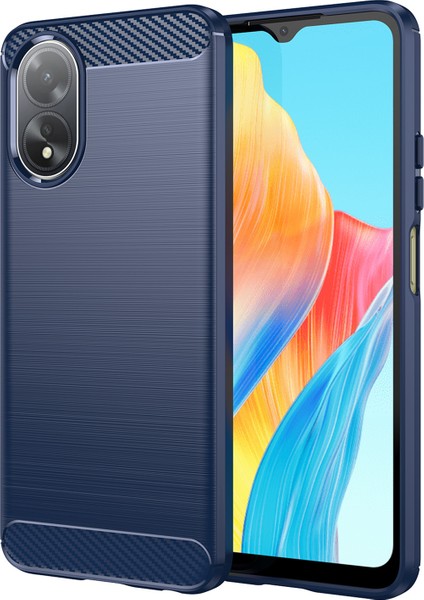 Oppo A38 4g Kılıf Esnek Tpu Telefon Kılıfı Fırçalanmış Karbon Fiber Doku Kabuk-Mavi (Yurt Dışından)