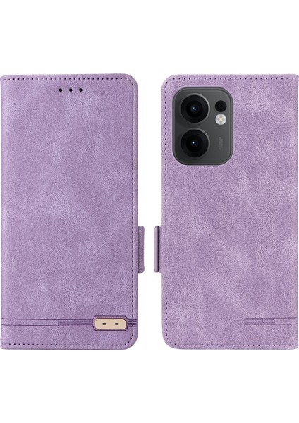 Oppo RENO13 F 5g Kılıf Deri Cüzdan Kapaklı Telefon Kılıfı Donanım Dekorlu-Mor (Yurt Dışından)