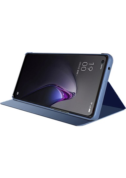 Oppo Reno8 Pro+5g(Global Sürüm)/reno8 Pro 5g(Global Sürüm)Pu Deri Aynalı Kapaklı Kılıf Şeffaf Görüntü Pencereli Eller Serbest Standlı Telefon Kılıfı-Gümüş (Yurt Dışından) fiyatları