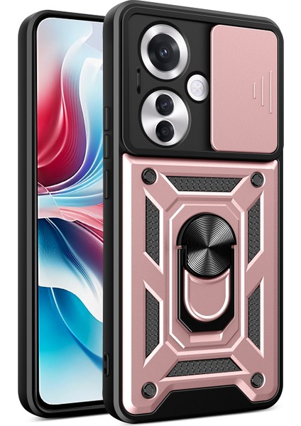 Oppo RENO11 F 5g Kılıf Kayar Kamera Kapağı Pc+Tpu Kickstand Telefon Koruyucu-Gül Altını (Yurt Dışından)