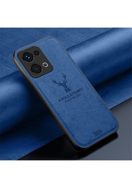 Oppo RENO13 5g(Global)Kılıf Geyik Desenli Kumaş Doku Pu Deri Hibrit Telefon Kılıfı-Mavi (Yurt Dışından) indirimleri