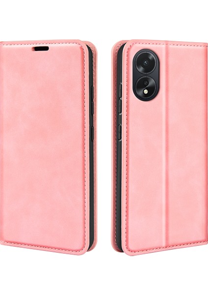 Oppo A38 4g Telefon Kılıfı Pu Deri Cüzdan Standı Düşmeye Karşı Cilt Dokunma Hissi Kapak-Pembe (Yurt Dışından)