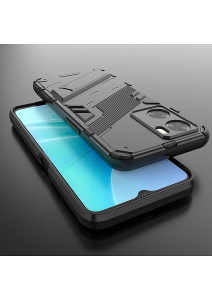 Oppo A57 4G/A57S 4g Combo Pc+Tpu Arka Kılıf Eller Serbest Destekli Şok Emici Kılıf-Siyah (Yurt Dışından) fırsatları