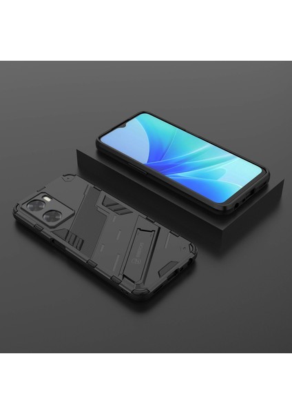 Oppo A57 4G/A57S 4g Combo Pc+Tpu Arka Kılıf Eller Serbest Destekli Şok Emici Kılıf-Siyah (Yurt Dışından) indirimleri
